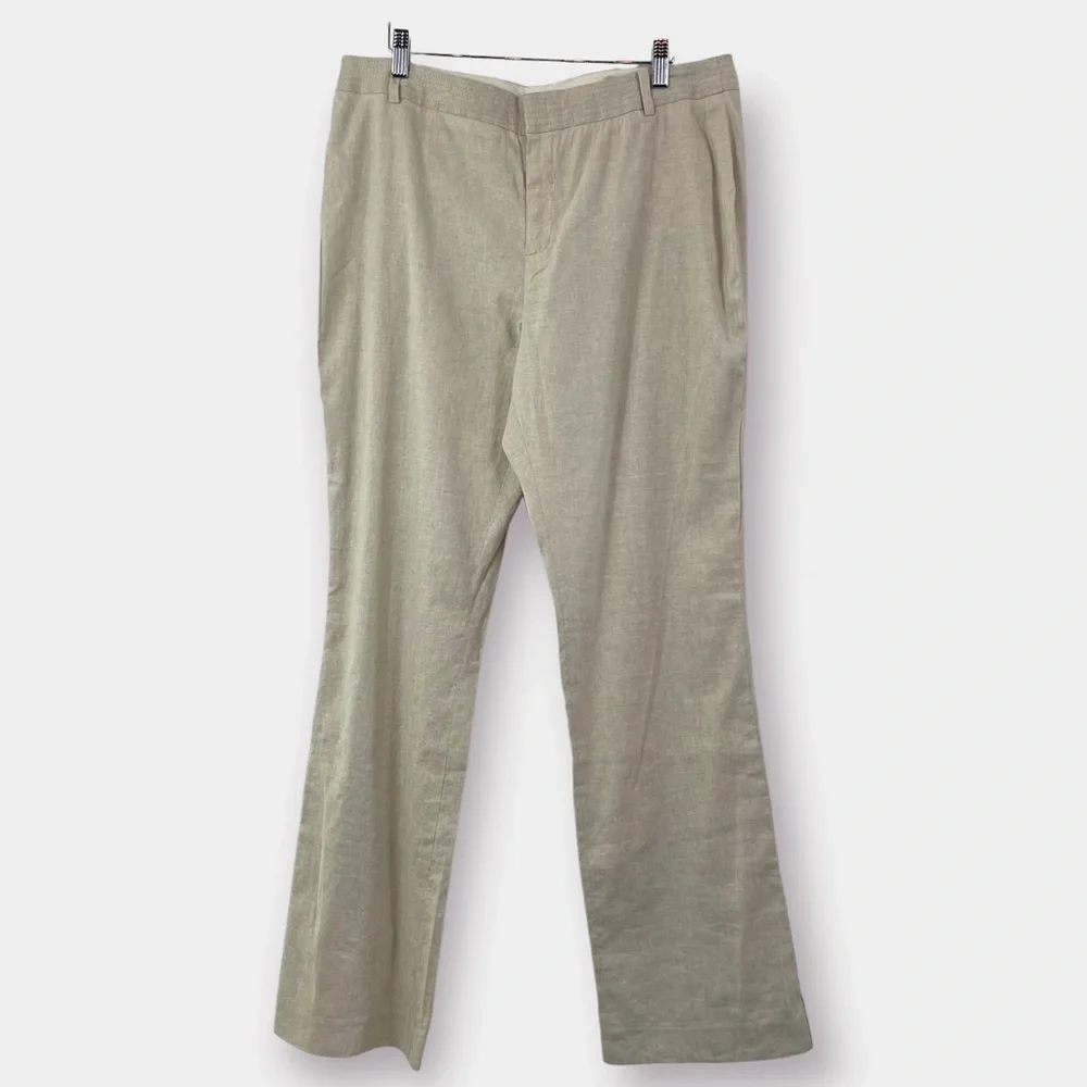 NEW Banana Republic Linen Pants Cream Natural Contour Fit Stretch High …